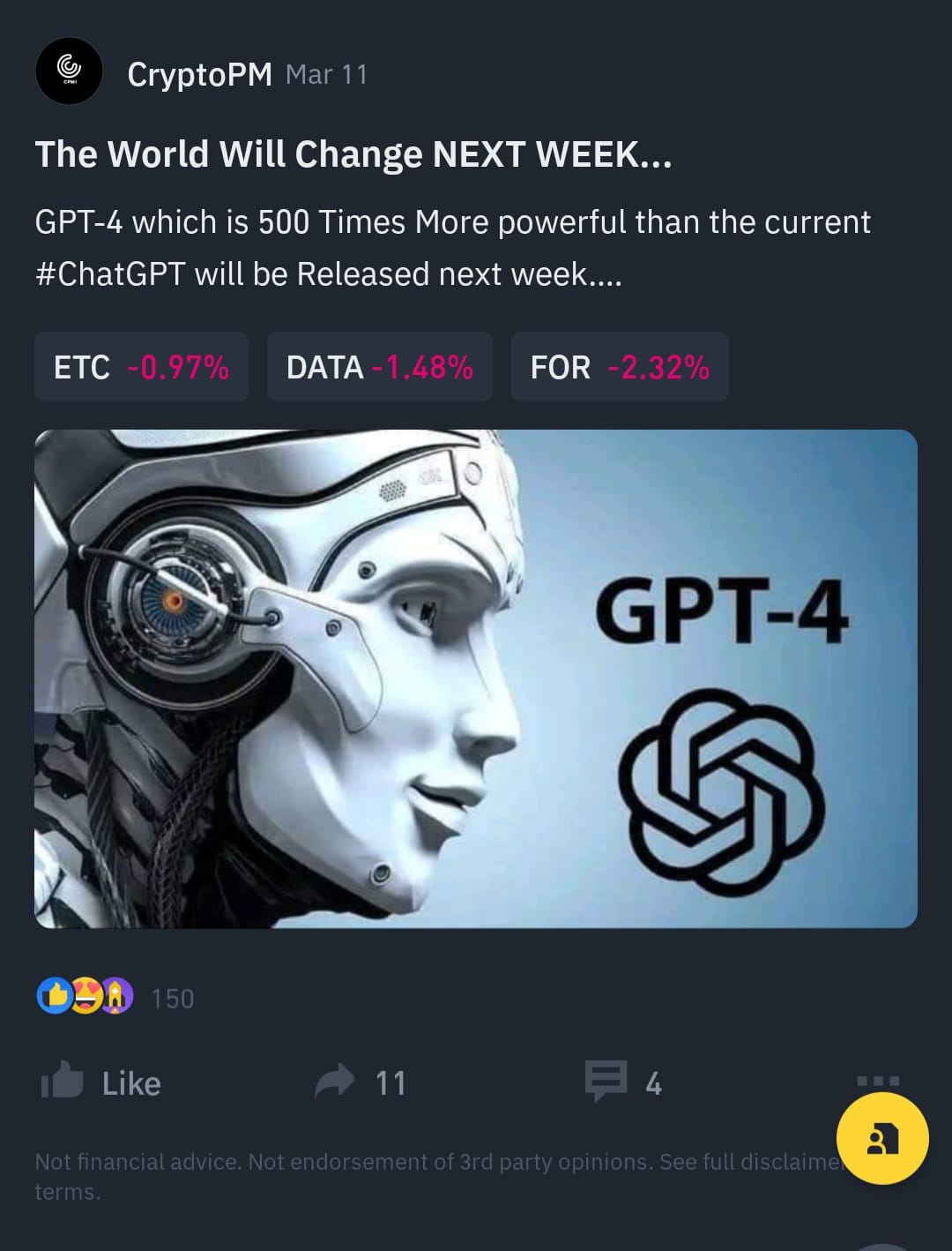 GPT-4 vs Cryptocurrencies pic